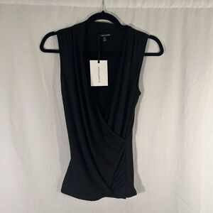 New 41 Hawthorn Blouse Women's XS Black Sleeveless Low Vneck Pullover